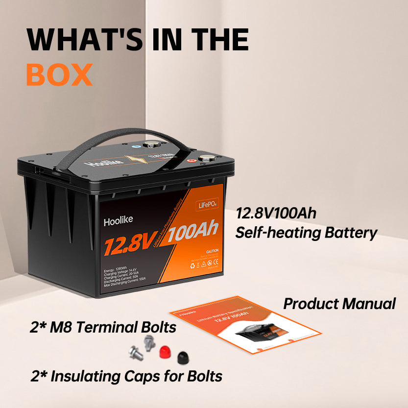 Batterie HOOLIKE 12.8V 100Ah au phosphate de fer lithium (LiFePO4)