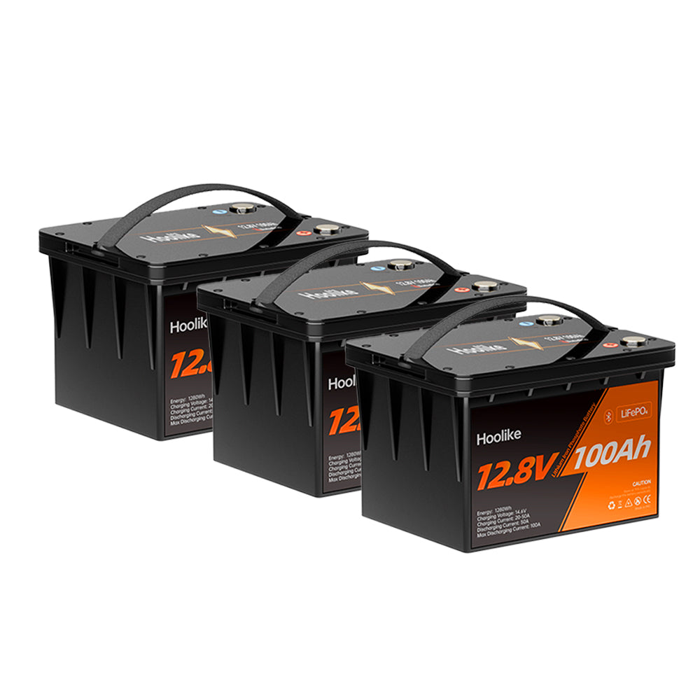 HOOLIKE 12.8V 100Ah Bluetooth-fähiger Lithium-Eisen-Phosphat (LiFePO4) Akku