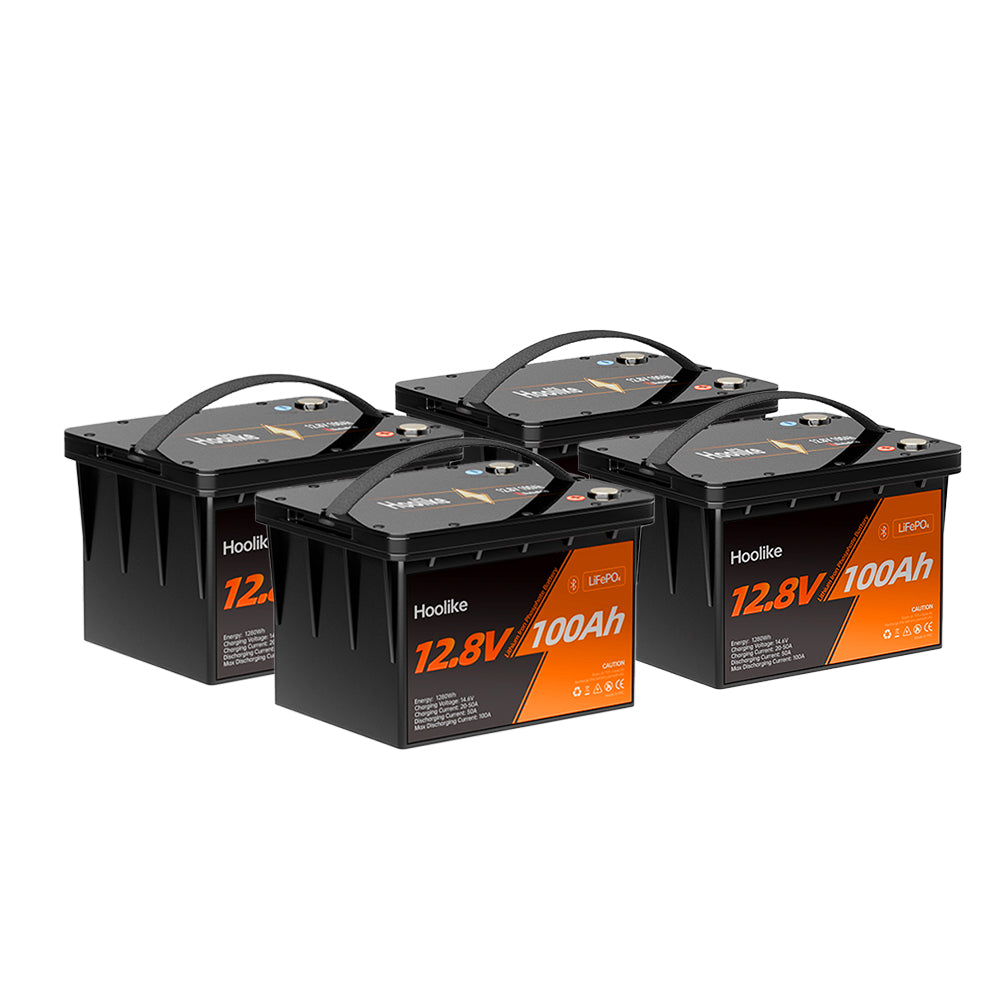 HOOLIKE 12.8V 100Ah Bluetooth-fähiger Lithium-Eisen-Phosphat (LiFePO4) Akku
