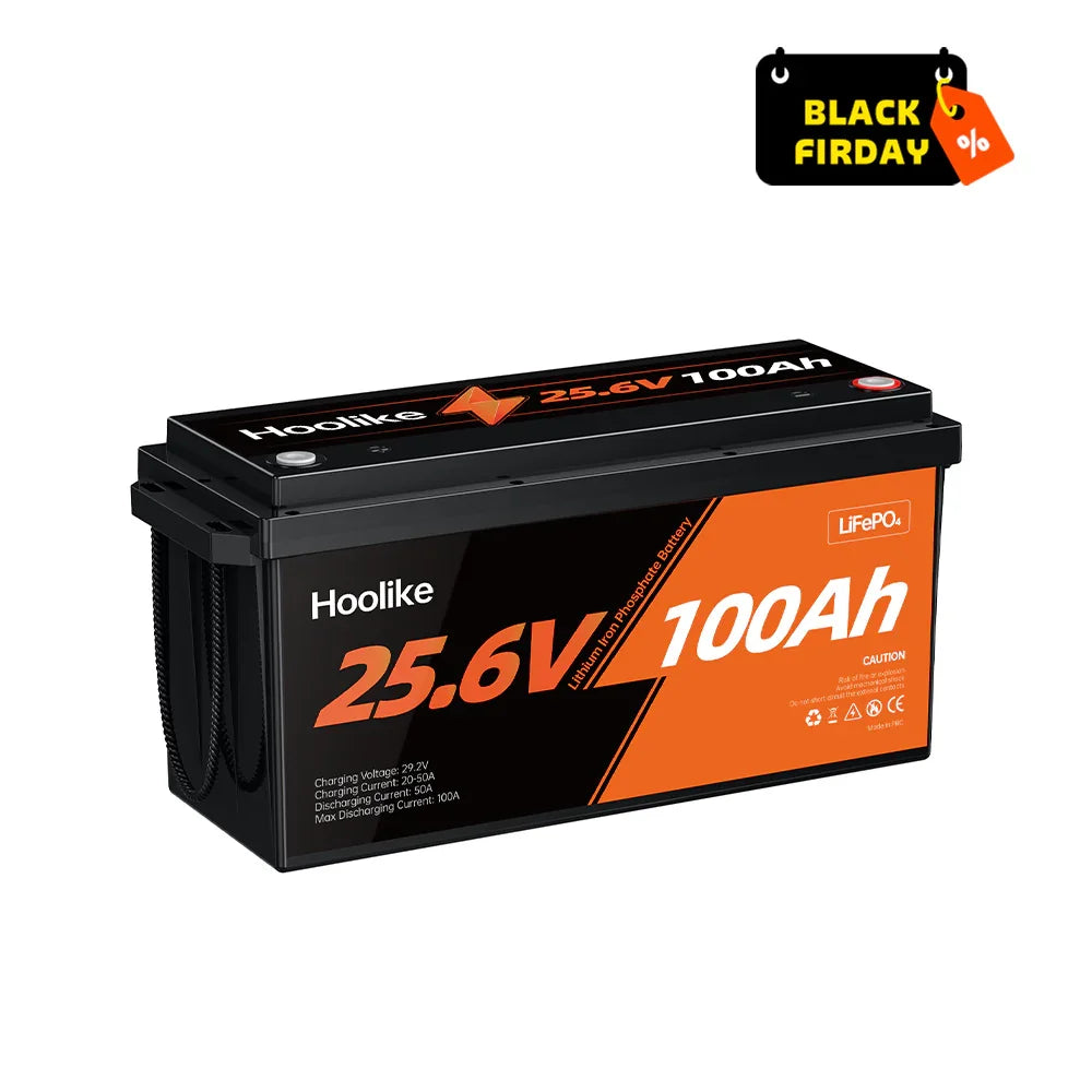 HOOLIKE 25.6V 100Ah Lithium Iron Phosphate (LiFePO4) Battery
