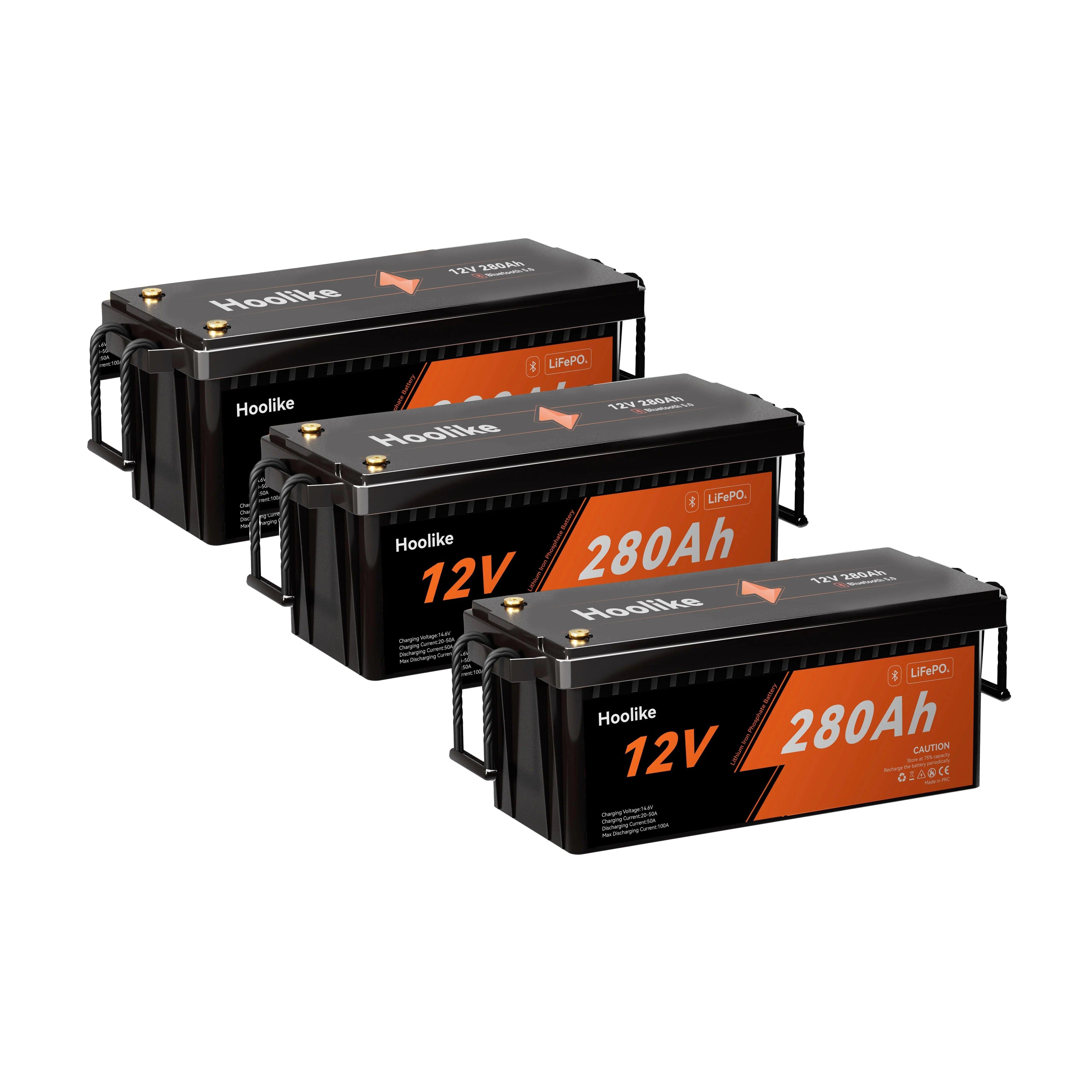 HOOLIKE 12.8V 280Ah Bluetooth-Enabled Lithium Iron Phosphate (LiFePO4) Battery - Hoolike