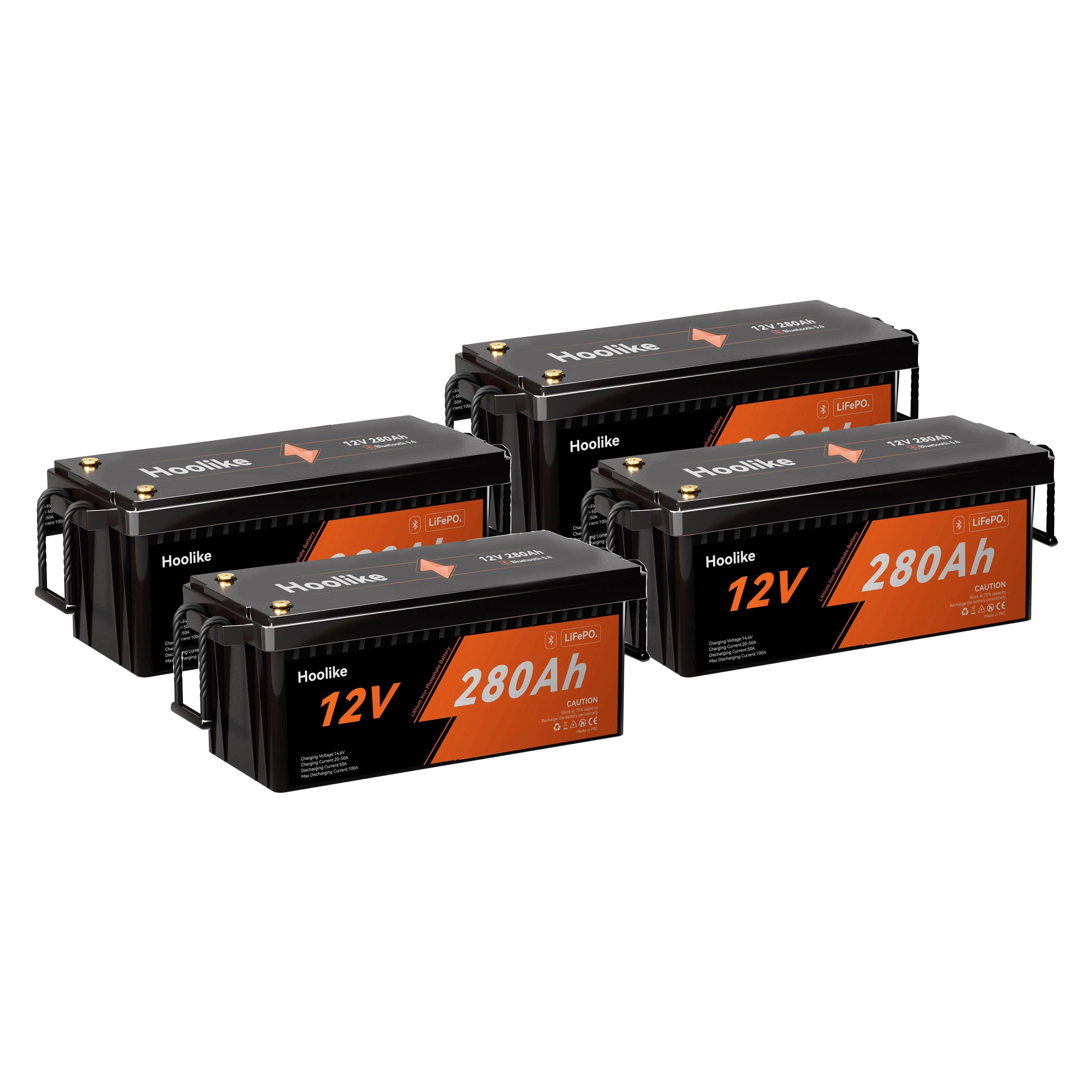 HOOLIKE 12.8V 280Ah Bluetooth-Enabled Lithium Iron Phosphate (LiFePO4) Battery - Hoolike