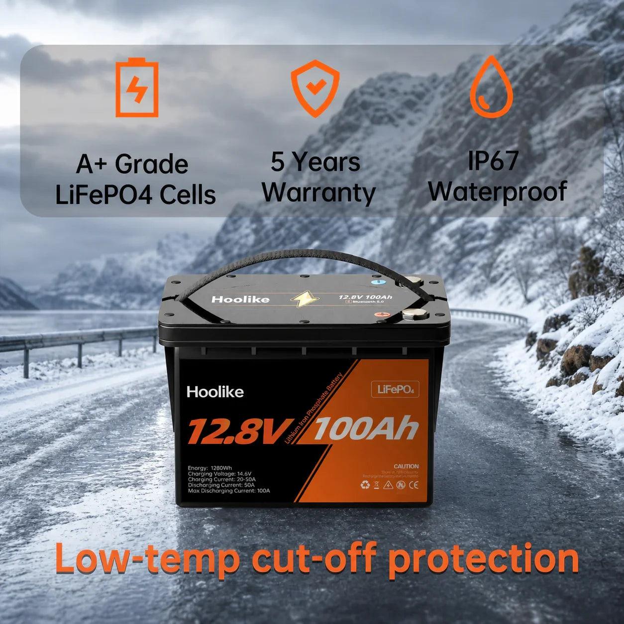 Batería HOOLIKE 12.8V 100Ah de Fosfato de Hierro de Litio (LiFePO4)