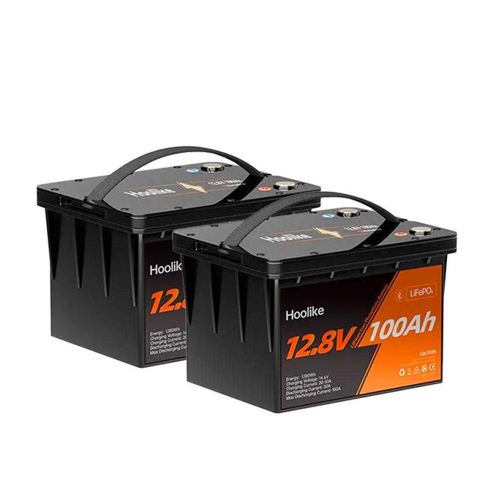 HOOLIKE Batterie au phosphate de fer lithium (LiFePO4) 12,8V 100Ah compatible Bluetooth