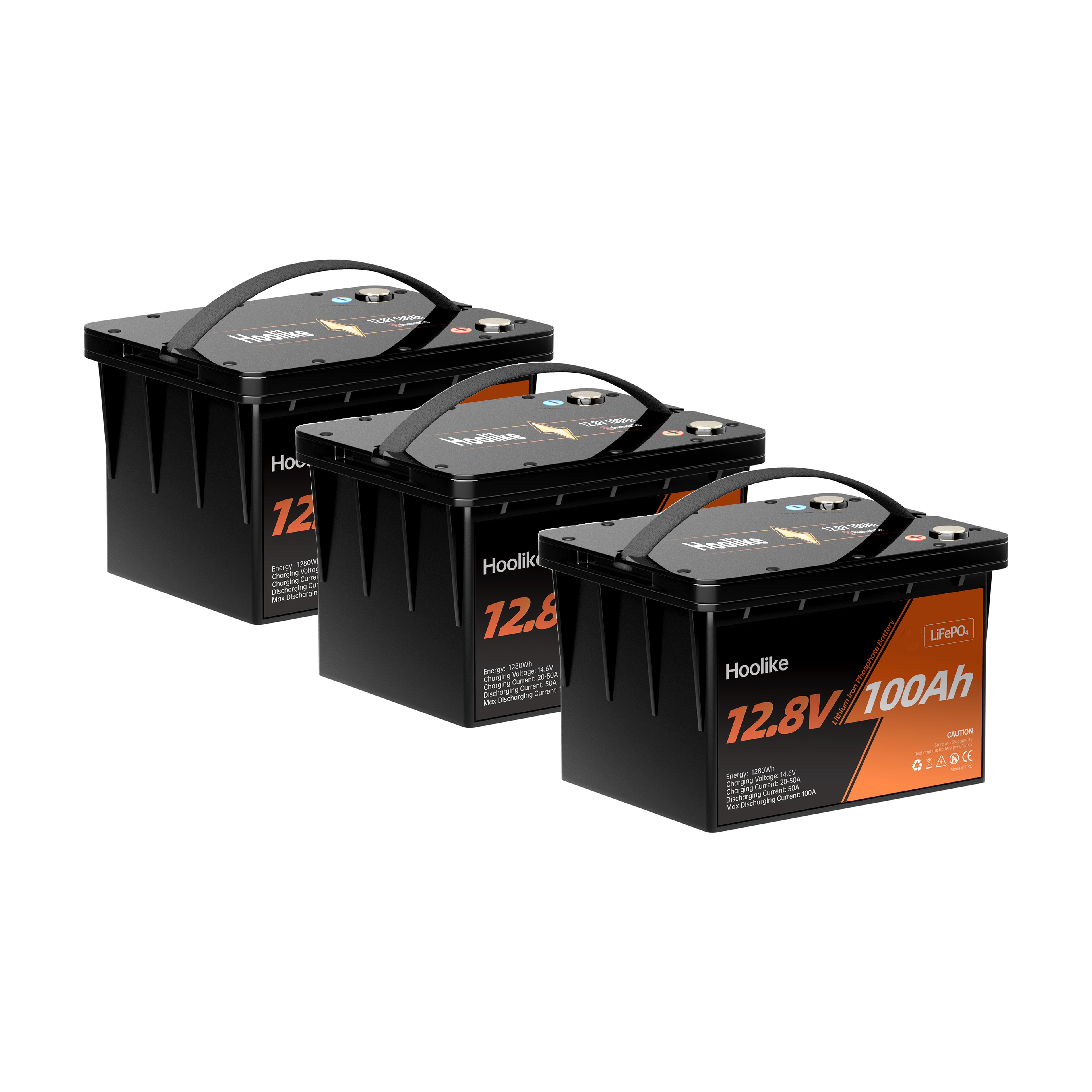 Batterie HOOLIKE 12.8V 100Ah au phosphate de fer lithium (LiFePO4)