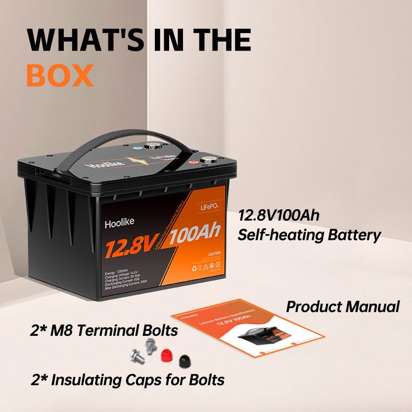 🔥【Bedste pris】HOOLIKE 12.8V 100Ah lithium-jernfosfat (LiFePO4) batteri