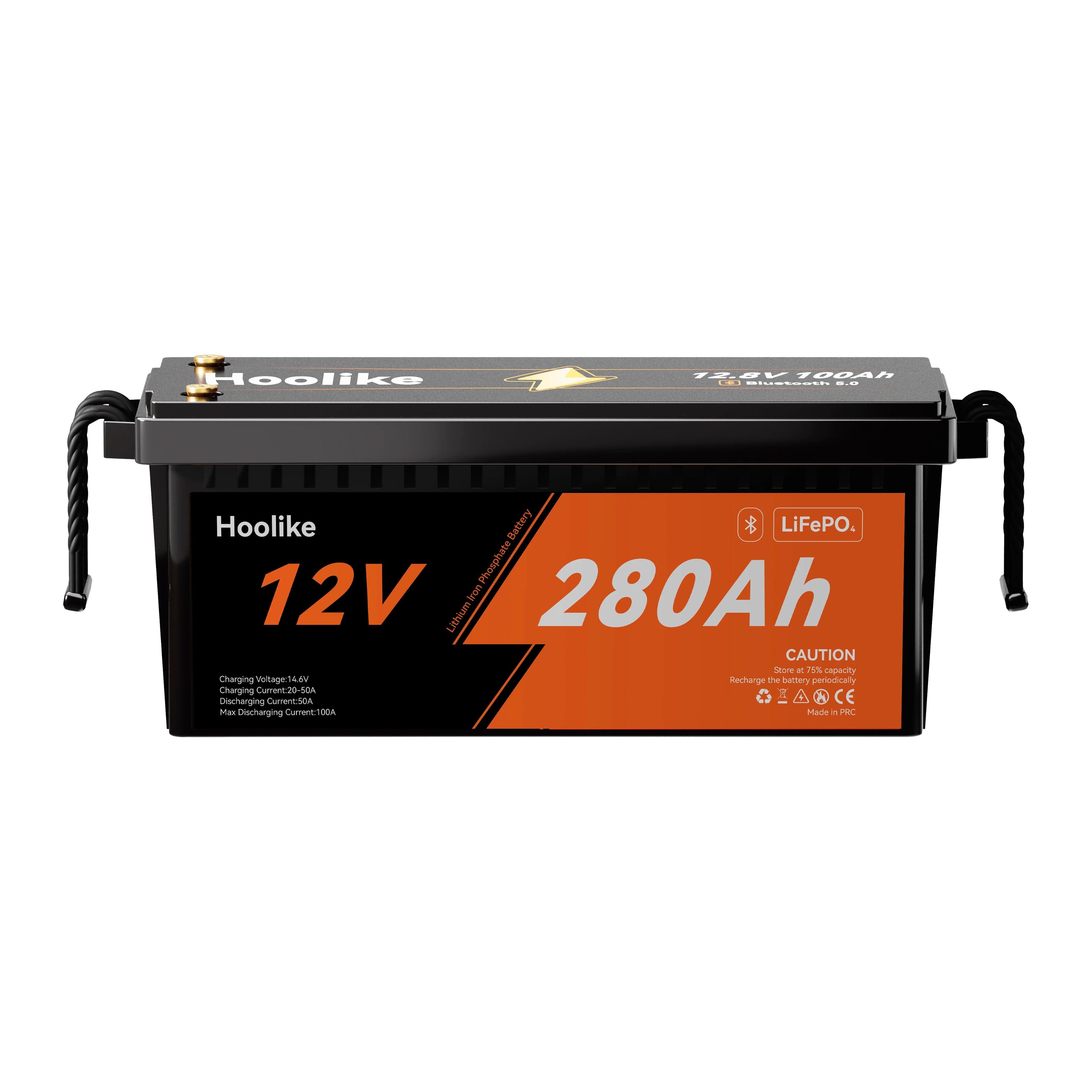 HOOLIKE 12,8V 280Ah Batteria al litio ferro fosfato (LiFePO4) abilitata al Bluetooth