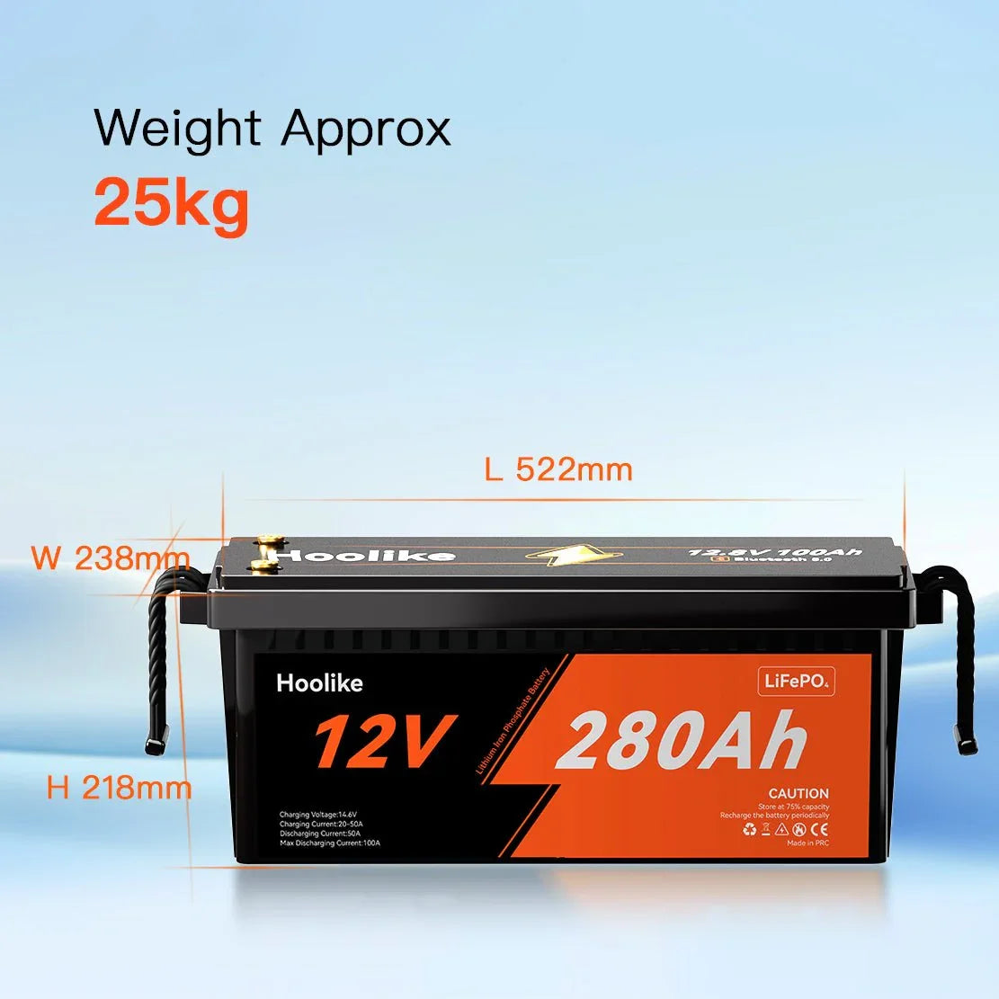 HOOLIKE 12.8V 280Ah Lithium-Eisen-Phosphat (LiFePO4) Akku