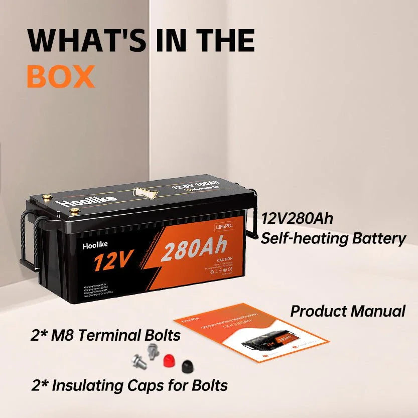 HOOLIKE 12,8V 280Ah litiumjärnfosfatbatteri (LiFePO4)