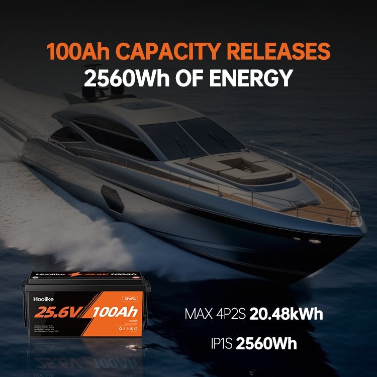 Batterie HOOLIKE 25,6V 100Ah au phosphate de fer lithium (LiFePO4)