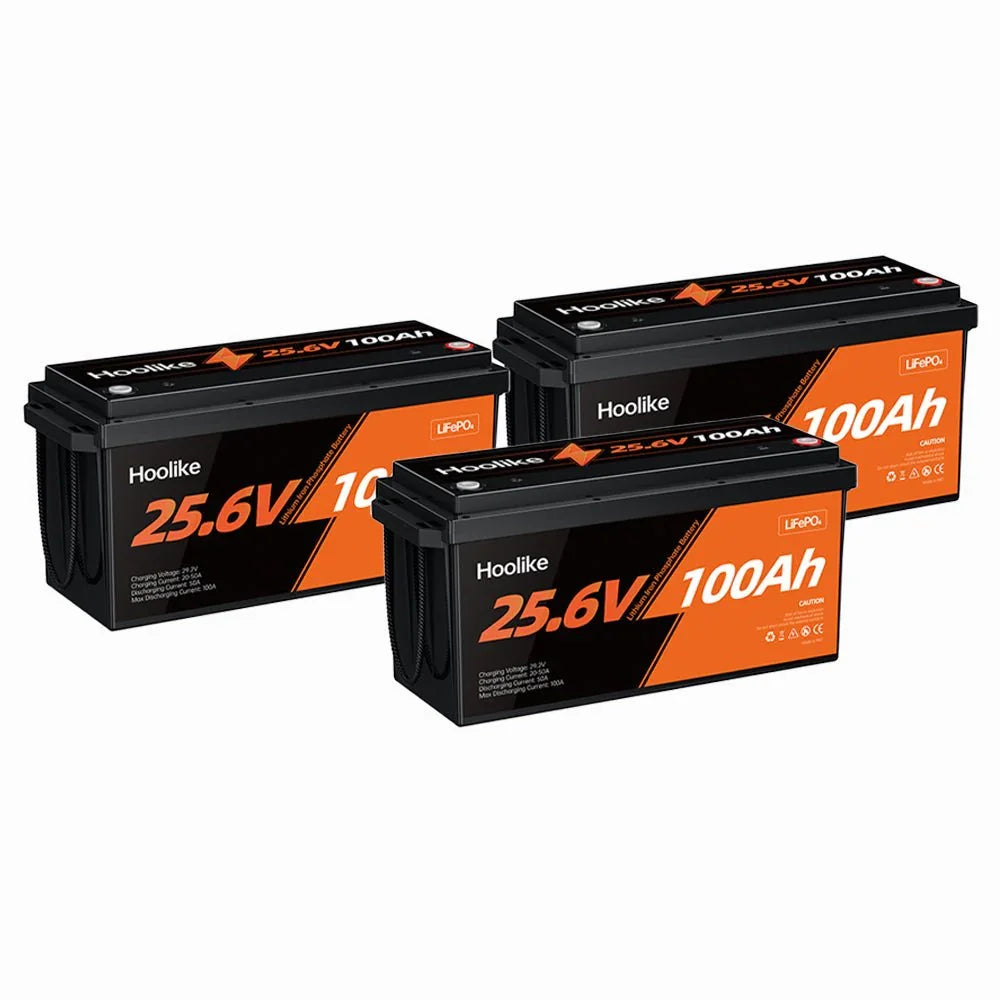 HOOLIKE 25.6V 100Ah Lithium Iron Phosphate (LiFePO4) Battery