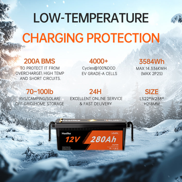HOOLIKE 12.8V 280Ah Lithium Iron Phosphate (LiFePO4) Battery