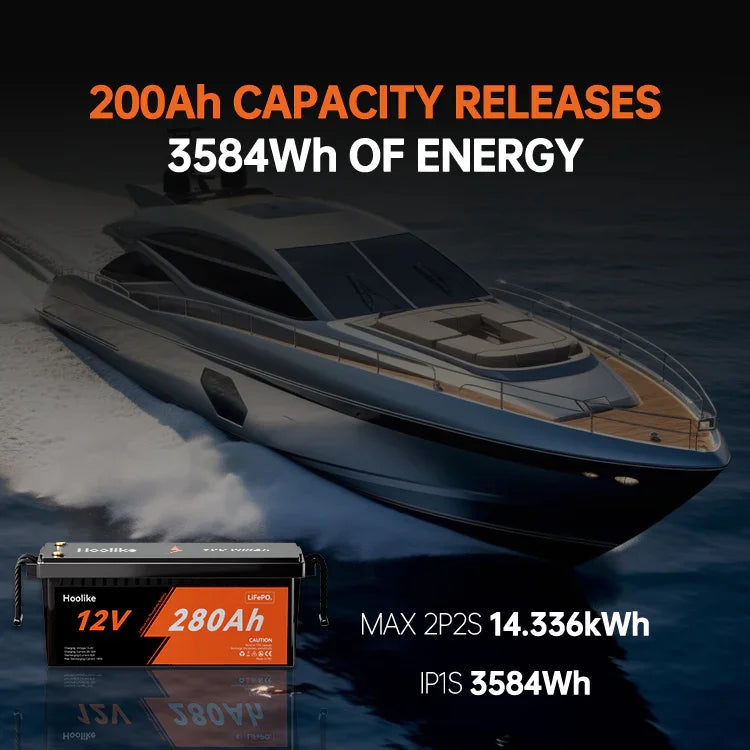 HOOLIKE 12.8V 280Ah litium-rautafosfaatti (LiFePO4) akku