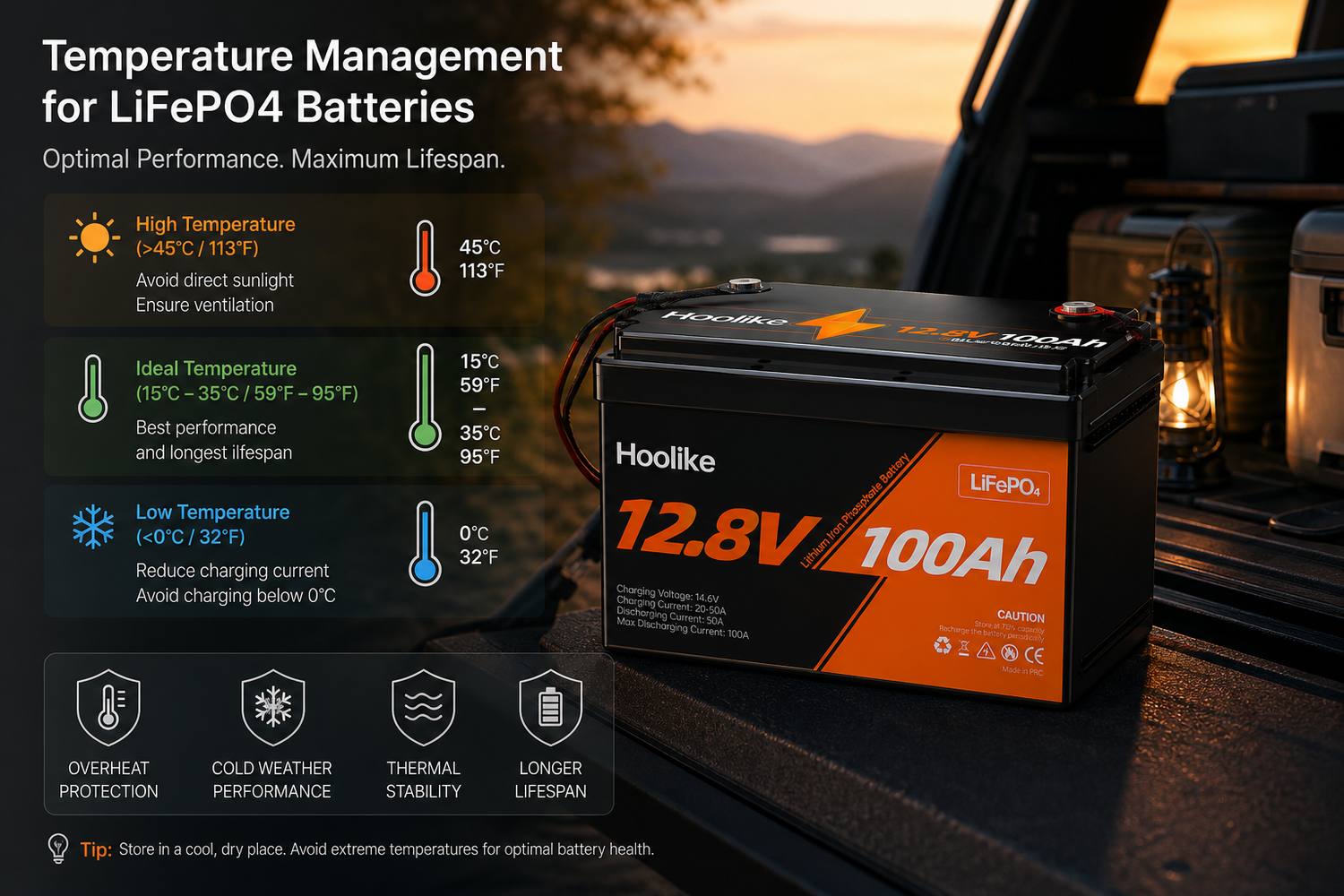 Temperature Management for LiFePO4 Batteries - Hoolike