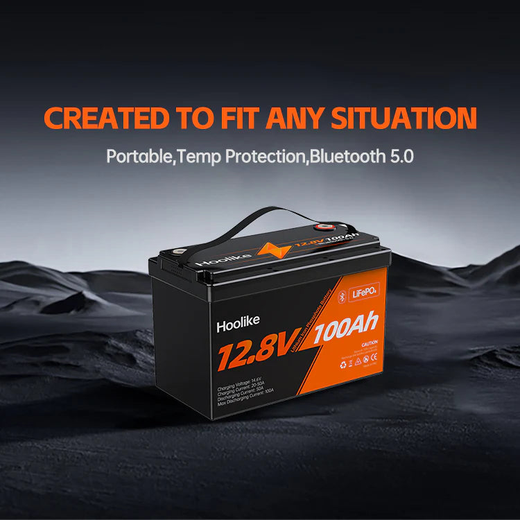 12.8V 100Ah LiFePO4 battery with Bluetooth and temp protection