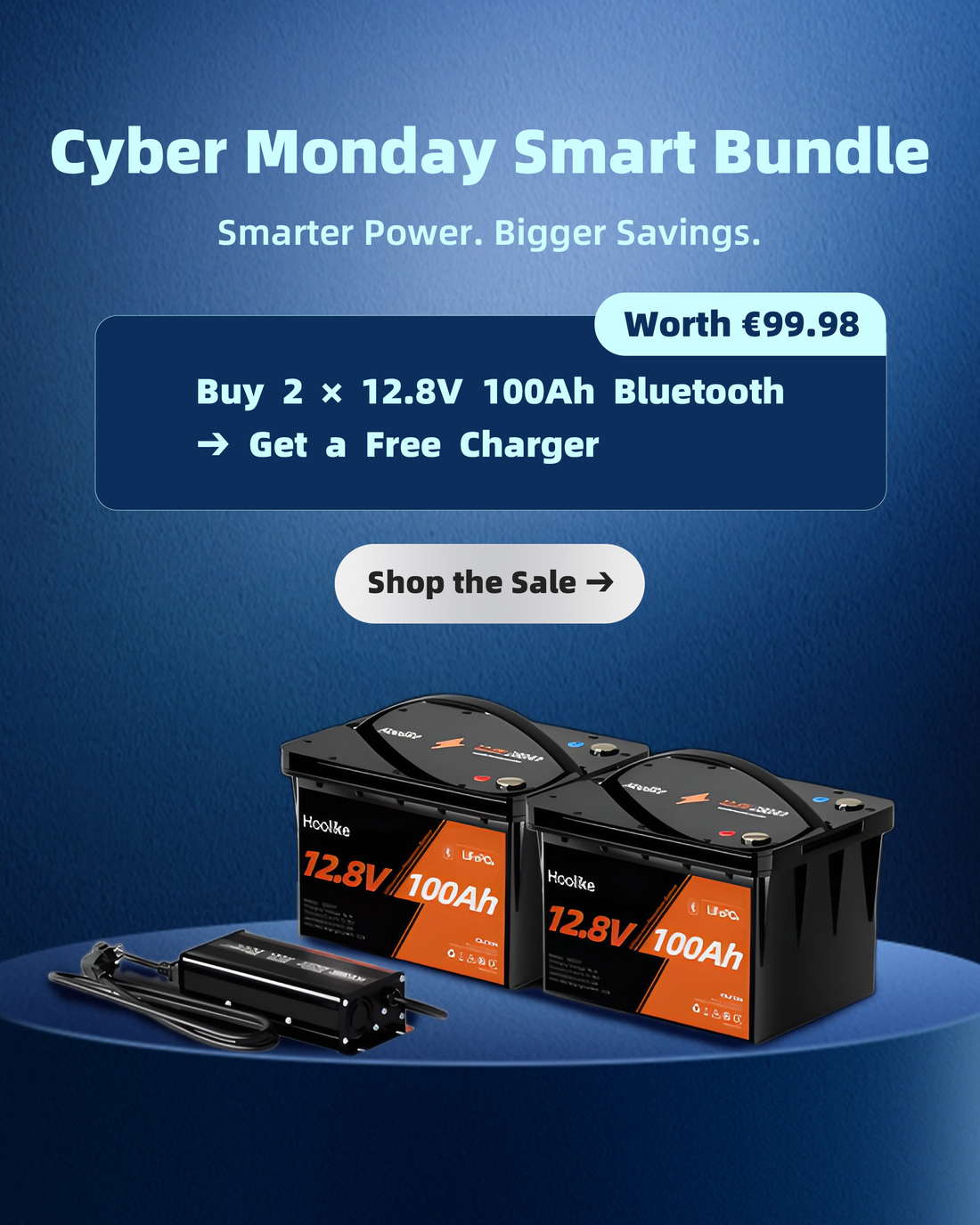 HOOLIKE 12.8V 100Ah Lithium Iron Phosphate (LiFePO4) Battery