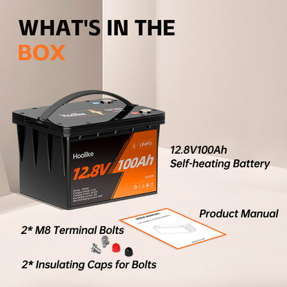 HOOLIKE 12.8V 100Ah Bluetooth-fähiger Lithium-Eisen-Phosphat (LiFePO4) Akku