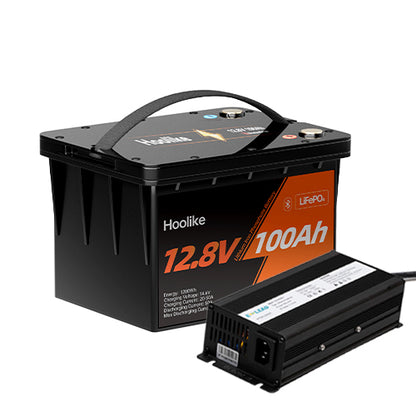 Batteria HOOLIKE 12.8V 100Ah al Fosfato di Ferro Litio (LiFePO4) con Bluetooth