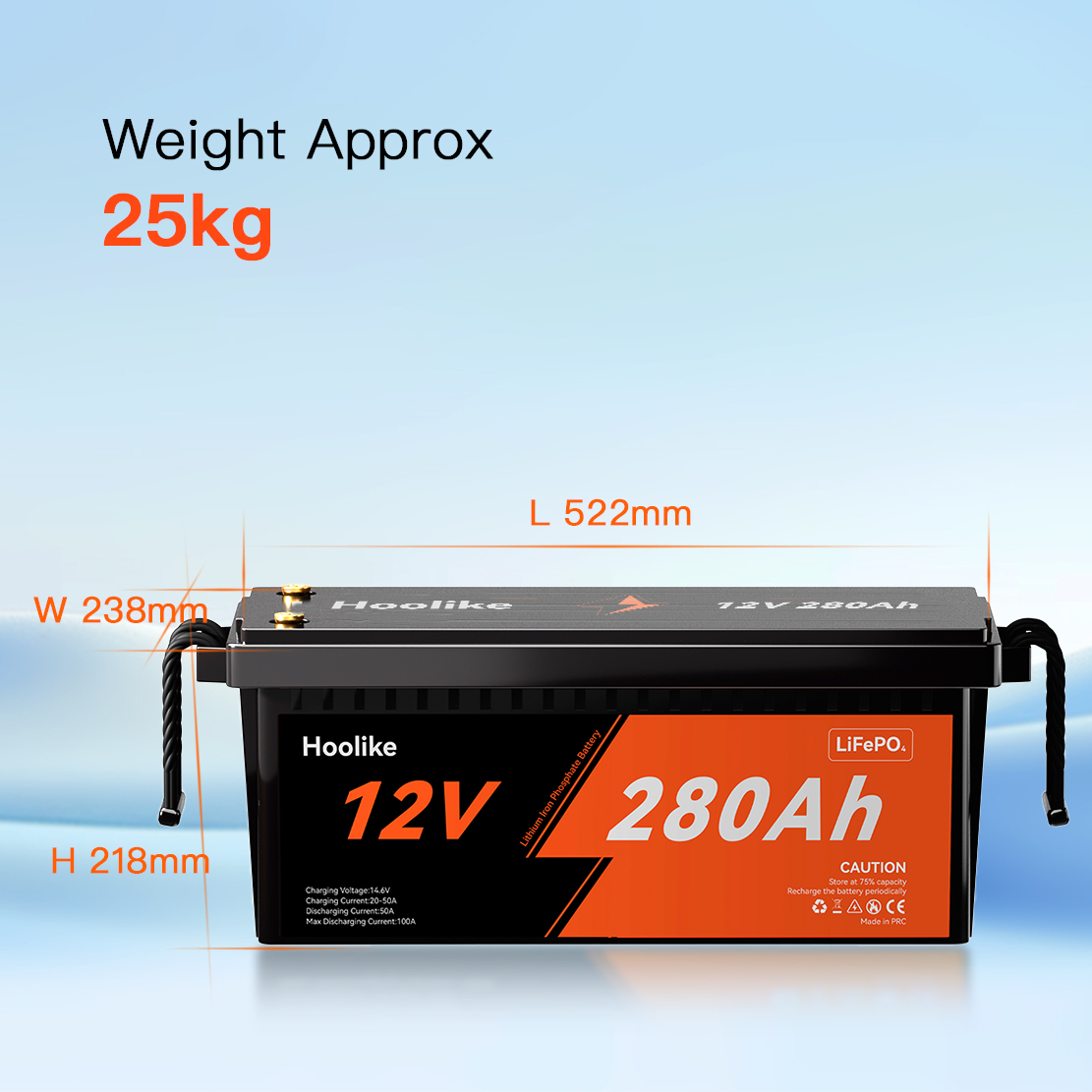 HOOLIKE 12,8V 280Ah litiumjärnfosfatbatteri (LiFePO4)