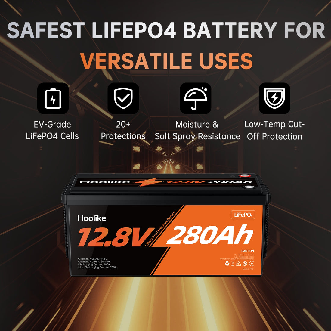 HOOLIKE 12.8V 280Ah Lithium Iron Phosphate (LiFePO4) Battery - Hoolike