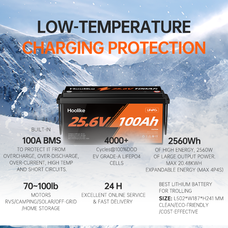 HOOLIKE 25.6V 100Ah Lithium Iron Phosphate (LiFePO4) Battery - Hoolike