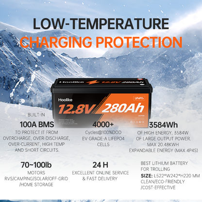 HOOLIKE 12.8V 280Ah Lithium Iron Phosphate (LiFePO4) Battery - Hoolike