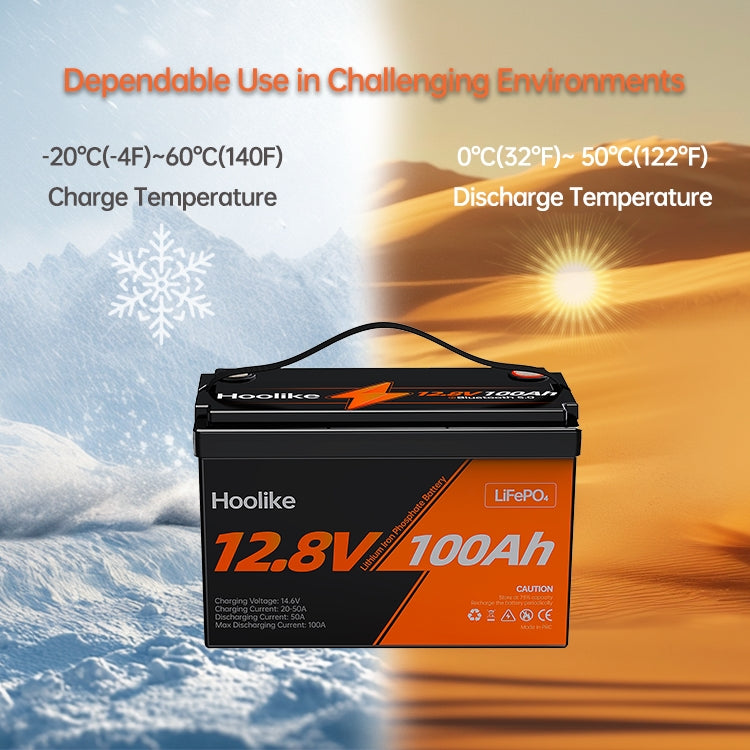 HOOLIKE 12.8V 100Ah Lithium Iron Phosphate (LiFePO4) Battery