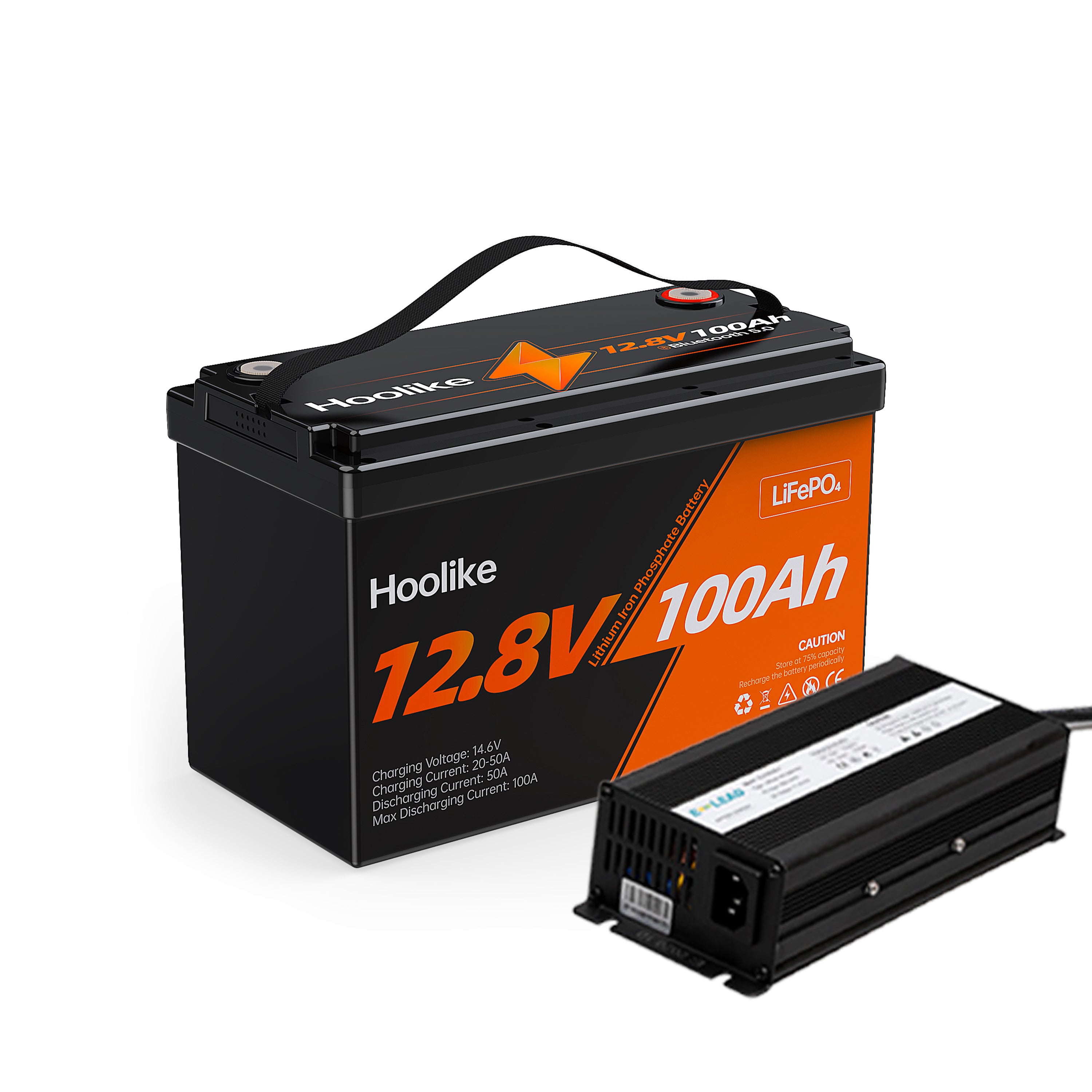 HOOLIKE 12.8V 100Ah Lithium Iron Phosphate (LiFePO4) Battery