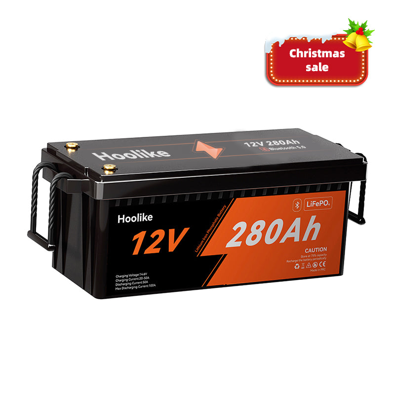 HOOLIKE 12,8V 280Ah Bluetooth-aktiveret litium-jernfosfat (LiFePO4)-batteri