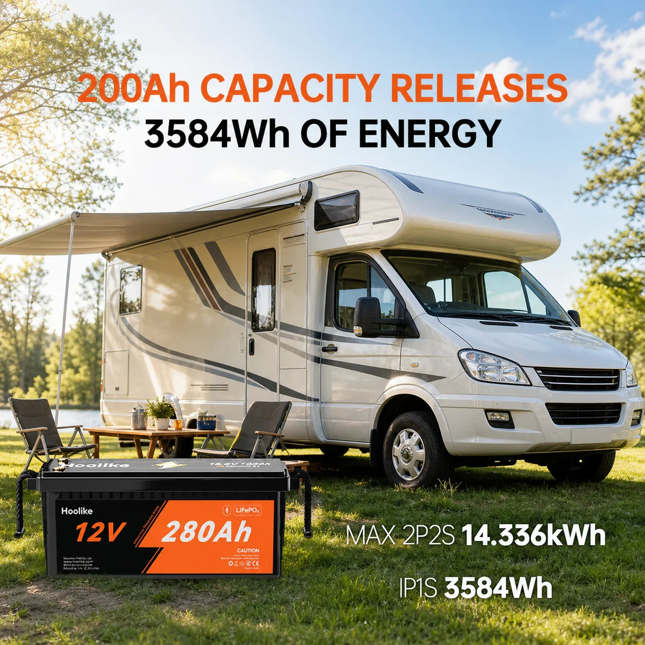 HOOLIKE 12,8V 280Ah litium-jernfosfat (LiFePO4)-batteri