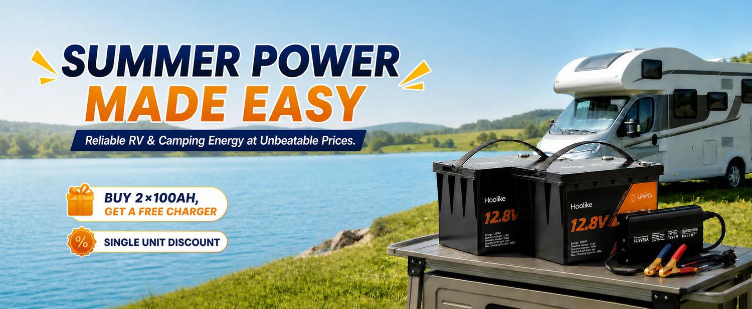 SUMMER POWER MAKE EASY —— BUY 2×100AH GET A FREE CHARGER  & SINGE UNIT DISCOUNT