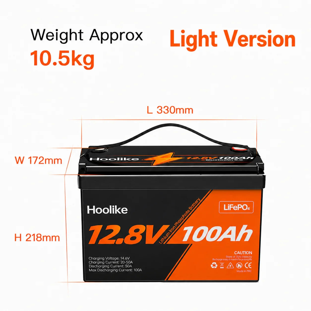🔥【Bedste pris】HOOLIKE 12.8V 100Ah lithium-jernfosfat (LiFePO4) batteri