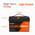 Hoolike 12.8V 100Ah LiFePO₄ battery, light version, 10.5kg, with Bluetooth 5.0 and dimensions shown