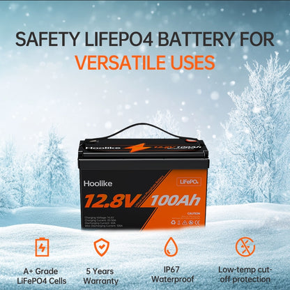 🔥HOOLIKE 12.8V 100Ah Lithium Iron Phosphate (LiFePO4) Battery