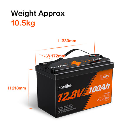 HOOLIKE 12.8V 100Ah Lithium Iron Phosphate (LiFePO4) Battery