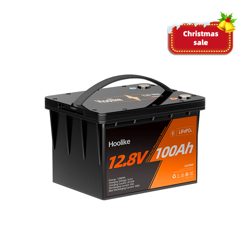 HOOLIKE 12.8V 100Ah Bluetooth-Enabled Lithium Iron Phosphate (LiFePO4) Battery