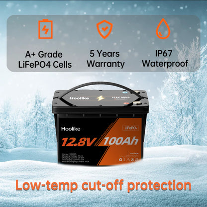 Batterie HOOLIKE 12.8V 100Ah au phosphate de fer lithium (LiFePO4)