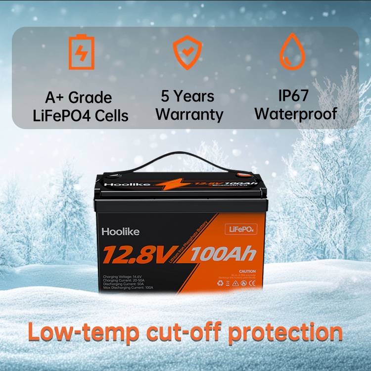 HOOLIKE 12.8V 100Ah Lithium-Eisen-Phosphat (LiFePO4) Akku