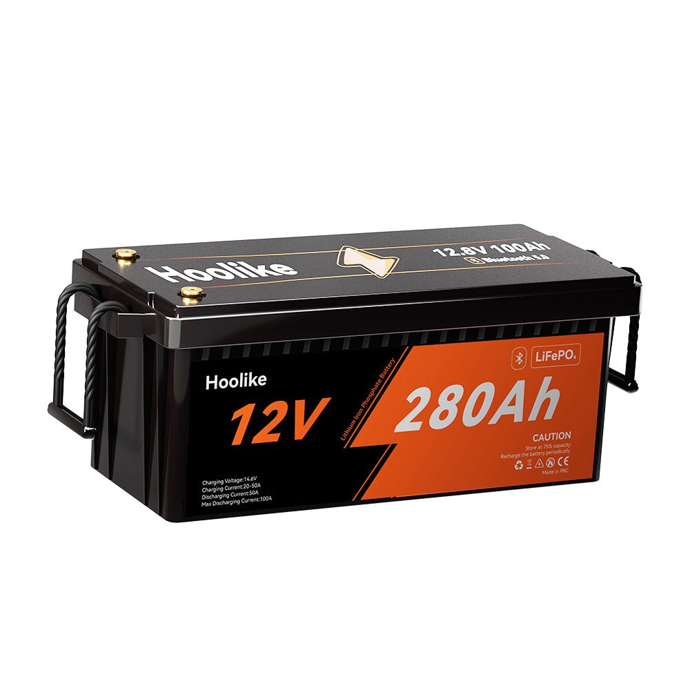 HOOLIKE 12.8V 280Ah Bluetooth-Enabled Lithium Iron Phosphate (LiFePO4) Battery