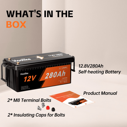 HOOLIKE 12.8V 280Ah Bluetooth-Enabled Lithium Iron Phosphate (LiFePO4) Battery