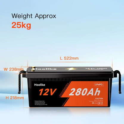 HOOLIKE 12.8V 280Ah Lithium Iron Phosphate (LiFePO4) Battery