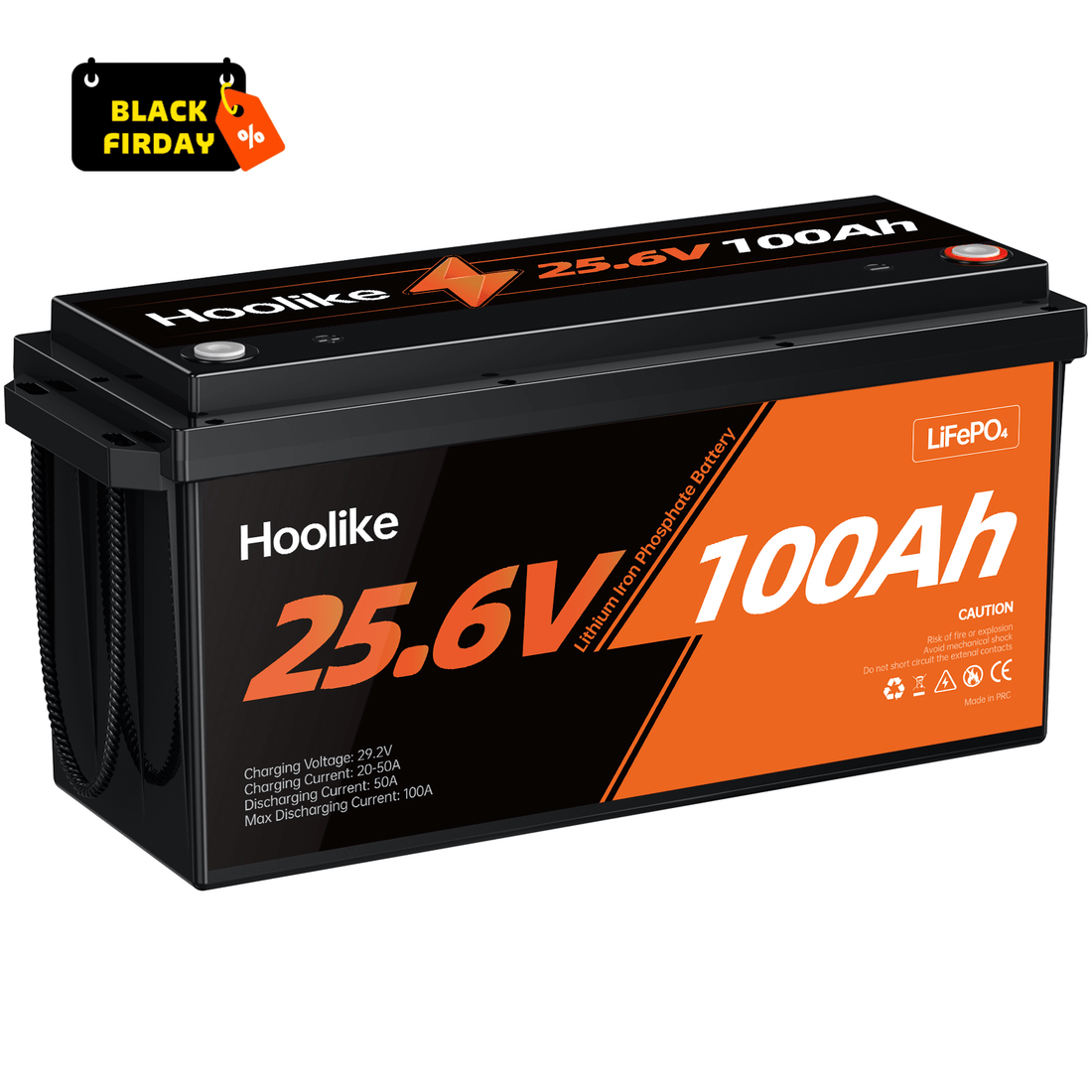 HOOLIKE 25.6V 100Ah Lithium Iron Phosphate (LiFePO4) Battery
