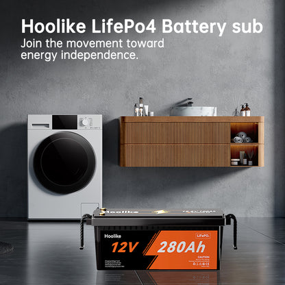 HOOLIKE 12.8V 280Ah Lithium Iron Phosphate (LiFePO4) Battery