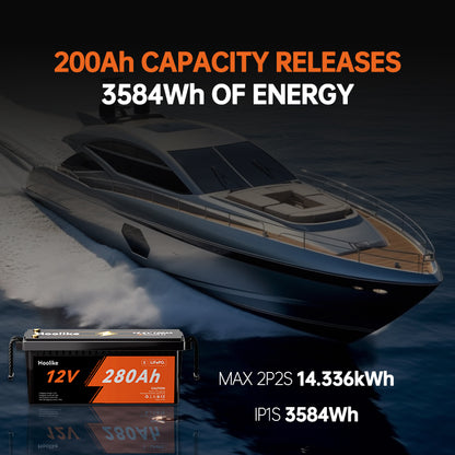 HOOLIKE 12.8V 280Ah Lithium Iron Phosphate (LiFePO4) Battery